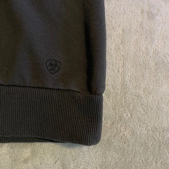 Ariat Women XL Black Studded Sleeve Logo Hoodie Sweatshirt Pullover Cotton Blend - Picture 9 of 10